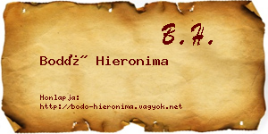Bodó Hieronima névjegykártya